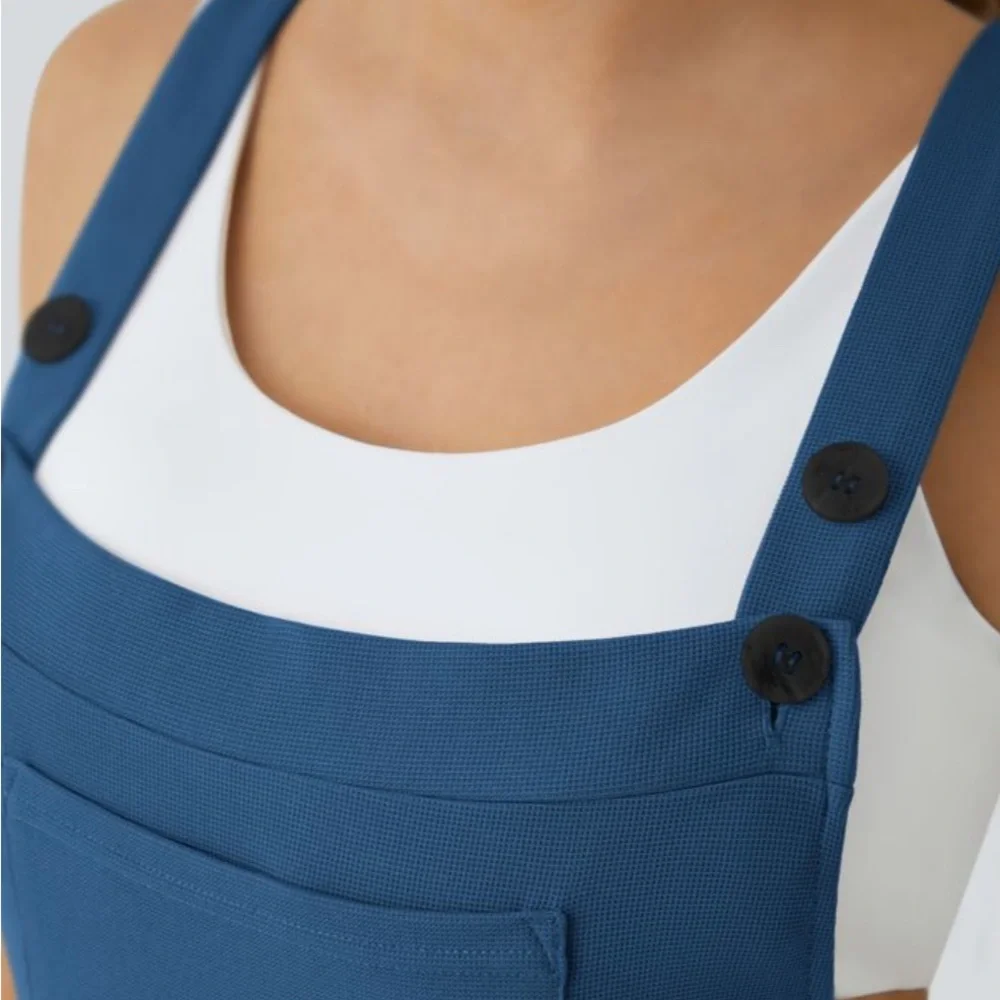 Halara Pockets Waffle Casual Jogger Overalls Women's Blue Jumpsuit Large - Picture 6 of 17